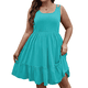 thumbnail image 2 of Vestido Holgado de Talla Grande para Mujer, con Hombros Descubiertos, Elegante, Liso, Azul , Talla 4XL, 2 of 7
