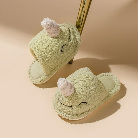 

Hunpta Kids Slippers Fashion Cute Autumn Winter Girls Boys Slippers Flat Bottom Round Toe Soft Warm Comfy Solid Color Animal Shape