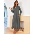 thumbnail image 3 of Ekouaer Women Zipper Robe Long Sleeve Loungewear Lightweight Housecoat Full Length Nightgown with Pockets, 3 of 7