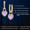 thumbnail image 2 of Gem Stone King 18K Yellow Gold Plated Silver Simulated Pink Opal and White Created Sapphire Dangle Earrings for Women (2.00 Cttw, Gemstone October Birthstone, Heart Shape 6MM), 2 of 5