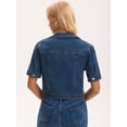 thumbnail image 4 of DARING DIVA Women's Short Sleeve Button Down Denim Jackets with Pockets L Blue, 4 of 7