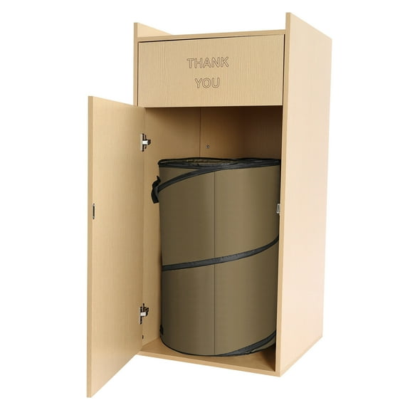 30L Trash Can, 27.24Qt Trash Can Garbage Bin, Commercial Trash Can Cabinet With Trash Bag, Load-Capacity 110.23lbs, Wooden Trash Receptacle For Indoor & Outdoor, Restaurant (Brown)