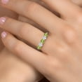 thumbnail image 4 of Gem Stone King 925 Silver and 10K Yellow Gold Green Peridot and White Moissanite Wedding-Bands Ring for Women | 1.36 Cttw | Round 4MM | Gemstone August Birthstone | Size 8, 4 of 7