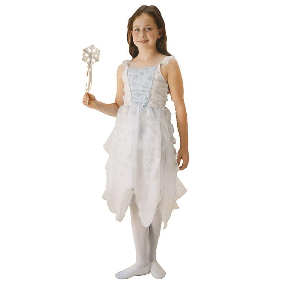 Girls White Sparkle Snowflake Princess Dress Halloween Costume Large (8-10)