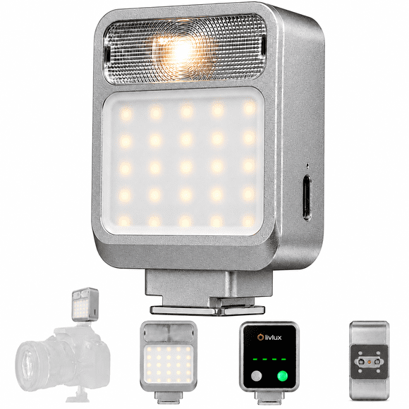 Mini flash de cámara LIVLUX CR01 4 en 1 con zapata, 6500K a 20000K y CRI 96 para fotografía y video