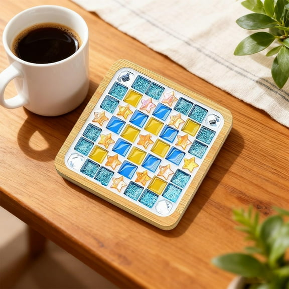 Tuscom Mosaic Tile Craft Kit for Teens & Adults - DIY Wooden Coaster Set, Creative Art Craft Kits for Beginners, Birthday Gifts, Family Activity, Handicraft Activities