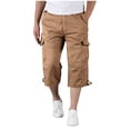 thumbnail image 2 of Blmnix Short Pants Men's Pants Cargo Hiking Pants Baggy Jean 7/8th Straight-Leg Brown Low Waisted Summer Pants,XXXXXL, 2 of 6