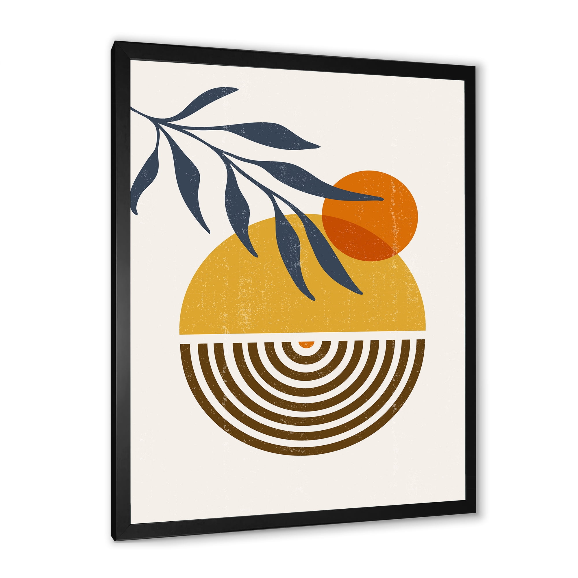 Designart 'Abstract Shapes With Botanical Minimalist Leaf IV' Modern Framed Art Print