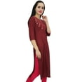 thumbnail image 4 of Bimba Women's Maroon Designer Tunic Embroidered Kurta Custom Kurti Blouse-22, 4 of 7