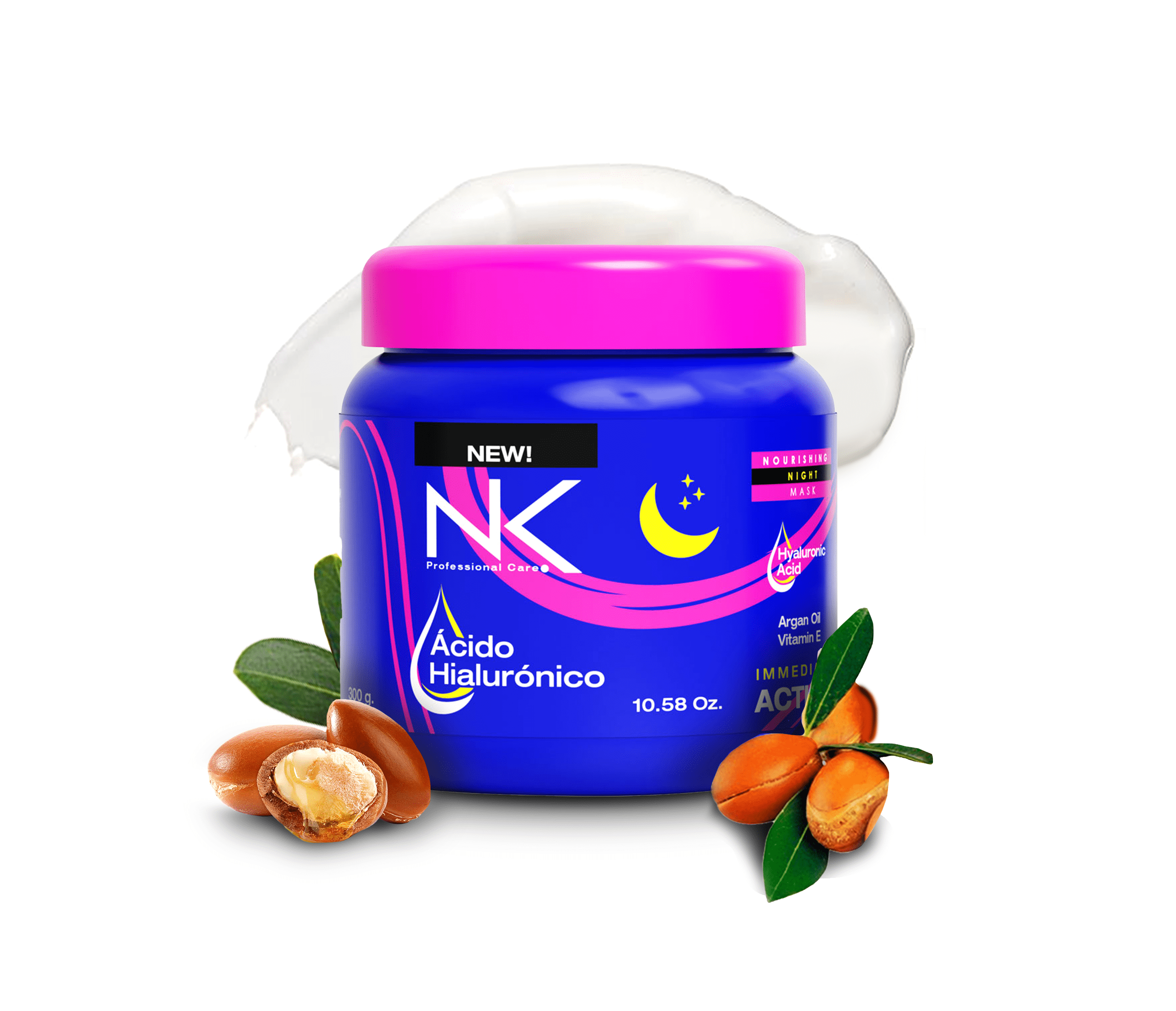 NK Nourishing Hair Mask Kit (Day & Night) – Argan Oil, Hyaluronic Acid, Vitamin E + Collagen, Milk Protein & Oat; Frizz Control, Heat Protectant, Repair, Smooth Hydrated Strong Hair 10.58 Oz Each