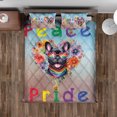thumbnail image 4 of Peace Love Pride French Bulldog with Rainbow Sunglasses LGBT LGBTQ+ Quilt Bedding Set Dog Lover Gifts 1 Blanket Bed Cover 2 Pillowcases - 01004, 4 of 5