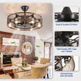 thumbnail image 3 of 26-Inch Walnut Outdoor Ceiling Fan with Light: Ceiling Fan with Smart Remote Control, Farmhouse Cage Design, 6-Speed Reversible - Flush Mount for Patio, Kitchen, Bedroom, 3 of 9