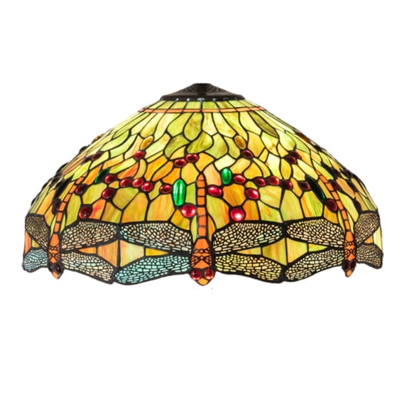 Meyda Tiffany 10501 Tiffany Hanginghead Dragonfly 10.5" Tall Lamp Shade - Orange / Red /