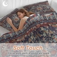 thumbnail image 4 of 3 Piece Retro Boho Duvet Cover Set Twin Size,Microfiber Comforter/Quilt Cover with Corner Ties and 2 Pillowcases,Rustic Flowers Modern Geometric Abstract Art All Season Bedding with Zipper Closure, 4 of 8