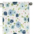 thumbnail image 3 of Blue and Pink Floral Window Curtains - Set of 2 - Blush, vy, Green and White Shabby Chic Watercolor Rose Flower Treatment Panels by Sweet Jojo Designs, 3 of 5