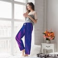 thumbnail image 4 of Uemuo Neon Gradient Blue Pattern Women's Wide Leg Palazzo Lounge Pants with Pockets Light Weight Loose Comfy Casual Pajama Pants-Medium, 4 of 9