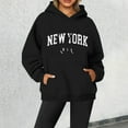 thumbnail image 2 of Bibifish Womens Hoodies Casual New York Letter Print Pullover Hoodies Soft Oversized Fit Casual Fall Winter Daily Wear Stylish Pullover Top, 2 of 4