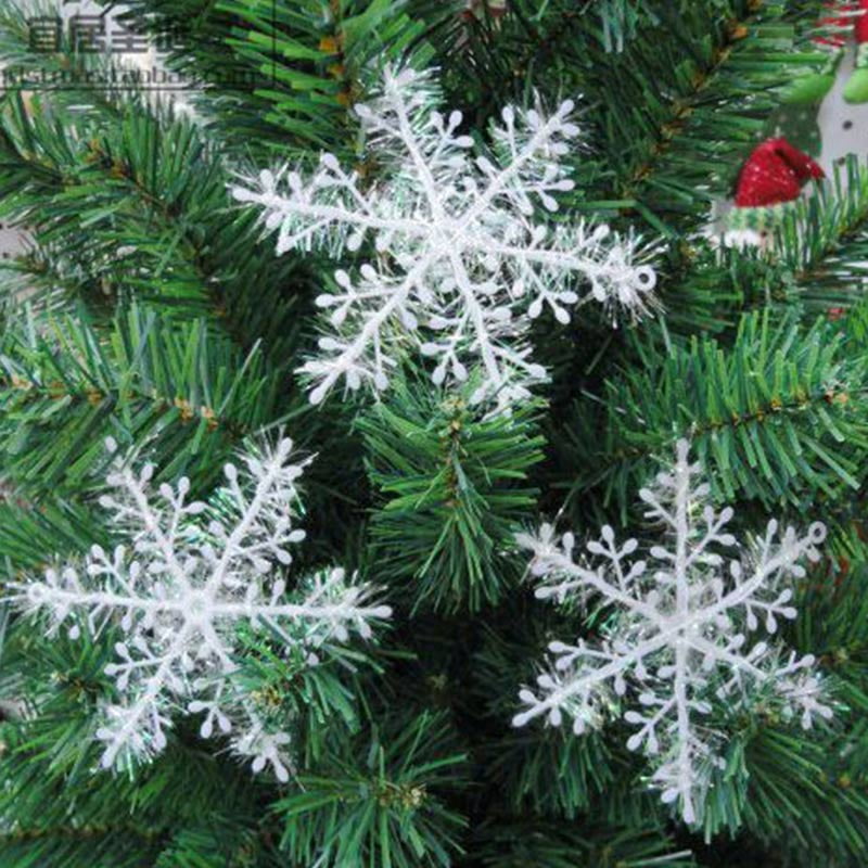 12/30/60pcs White Plastic Snowflake Ornaments Christmas Tree Party Decor New