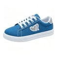 thumbnail image 3 of IEMIEMIEM Women Canvas Sneakers Comfortable Breathable Low Top Glitter Double Heart Lace Up Non Slip Slip On Casual Walking Shoes Blue 10 Wide, 3 of 5
