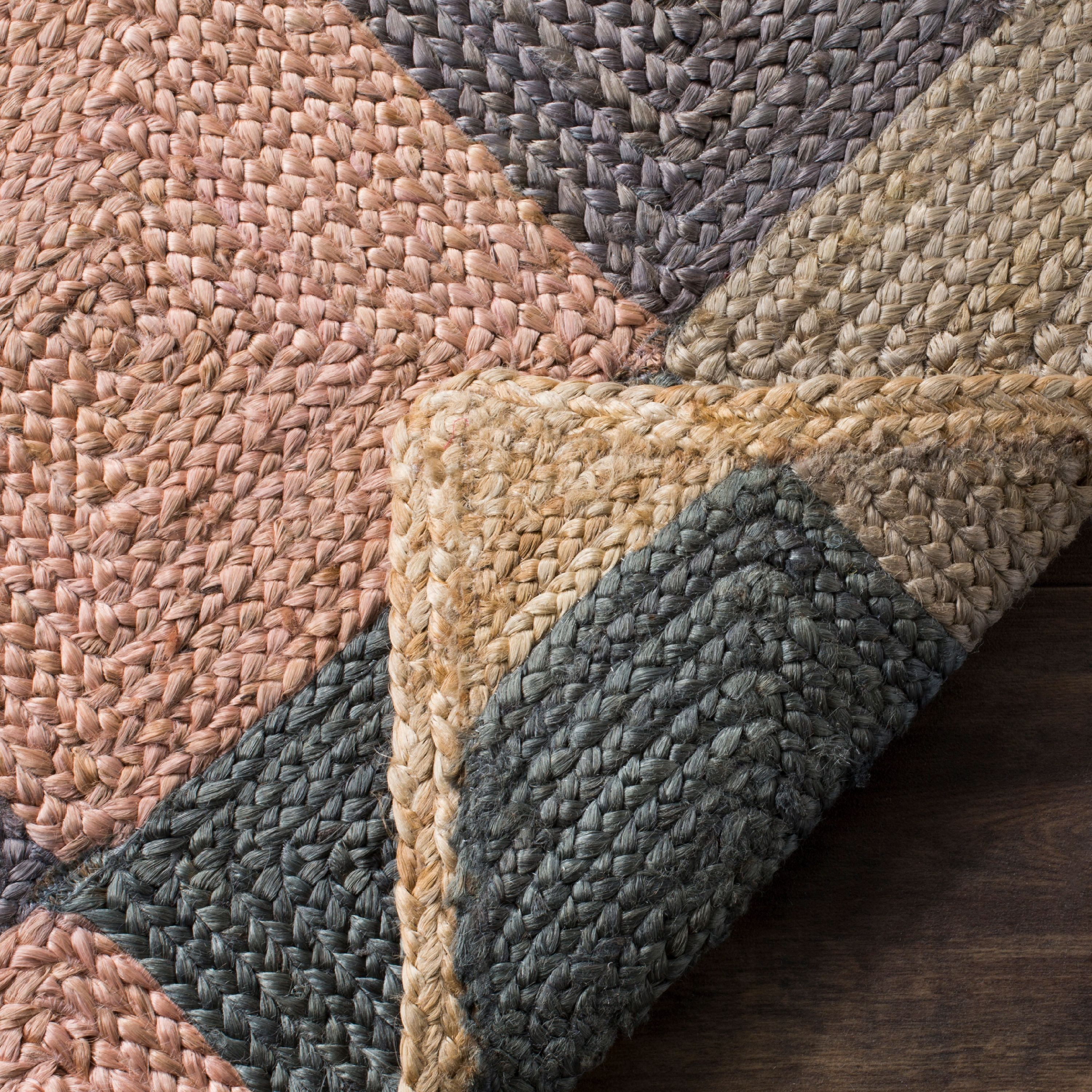 SAFAVIEH Natural Fiber Colleen Checkered Jute Area Rug, Natural/Multi, 6' x 6' Square