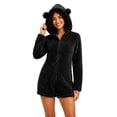 thumbnail image 2 of Miqool Unisex Warm Fuzzy Hooded Romper Short Onesie Playsuit Jumpsuit Zip Up Bear Long Sleeve Plush Loungewear Sleepwear S-5XL, 2 of 8