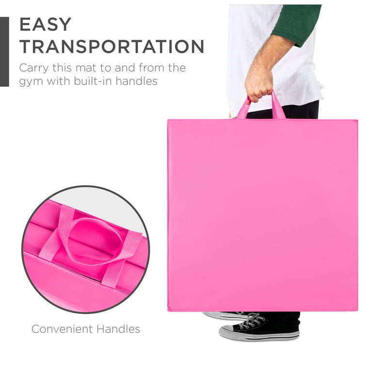 Best Choice Products 6x2ft Tri Fold Foam Exercise Gym Floor Mat for Yoga Aerobics Martial Arts w Handles Pink Walmart