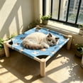 thumbnail image 2 of Cififendec Elevated Summer Pet Cot Bed, 20.28"×17.91", Breathable Detachable Printed Fabric Raised Dog Cat Sleeping Mat for Indoor Floor Naps Balcony Cool Rest Time, 2 of 5