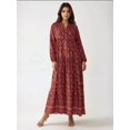 thumbnail image 3 of Printed V-Neck Maxi Dress with Buttons, 3 of 6