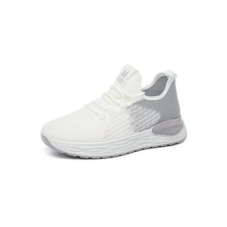 

Tenmix Womens Sneakers Sport Trainers Breathable Running Shoe Fitness Workout Flats Gym Lightweight Athletic Walking White Gray 4.5