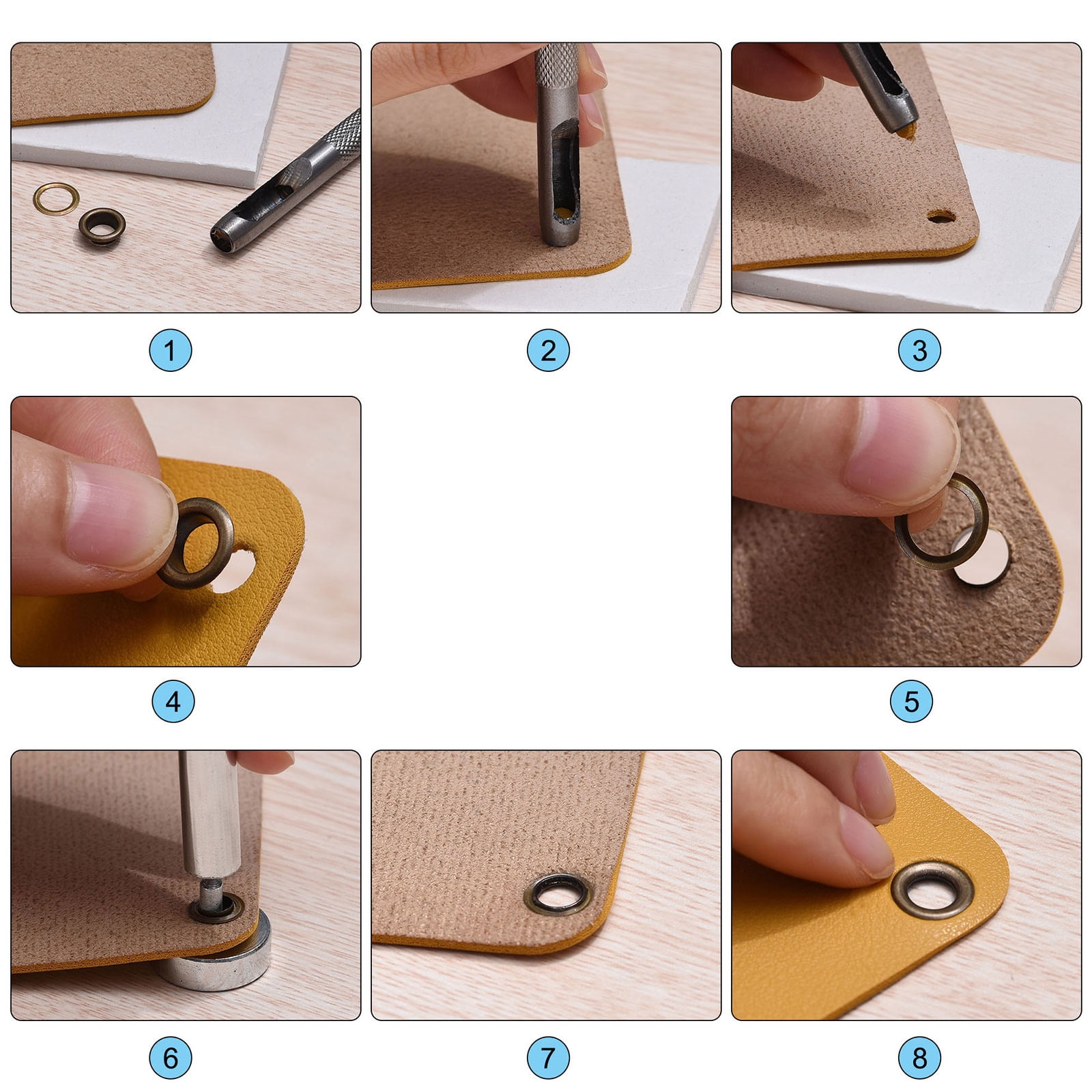 4 Colors Grommet Tool Kit 100 Sets 5mmx10mm Dia Copper Grommets Eyelets with 3pcs Install Tools