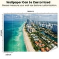 thumbnail image 3 of Peel and Stick Wallpaper Waterproof Miami South Beach Aerial View Wall Mural Decor Self Adhesive and Removable 100in x 144in, 3 of 8