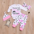 thumbnail image 4 of GYRATEDREAM Toddler Baby Girl Fall Winter Outfits Long Sleeve Ruffle Letter Romper Pants Headband Hat Clothes Set 0-18 Months, 4 of 10