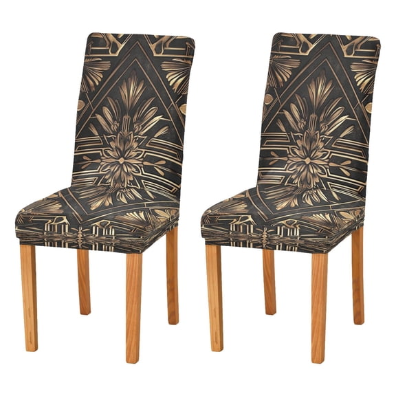BZSMCE Chairs Slipcovers Dining Chair Covers Gold and Black Painting Creative Pattern