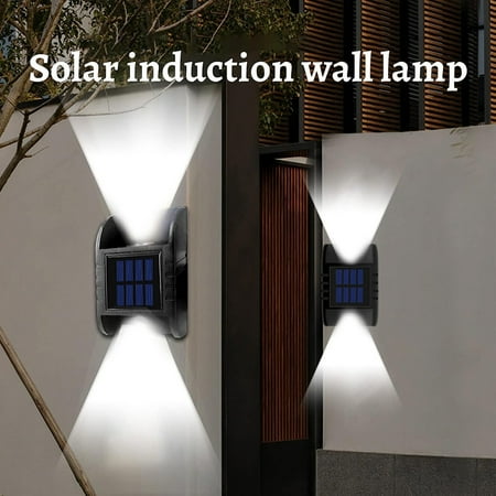 

Lssam 2 Pcs Solar Dual Heads Induction Wall Lights    To  Sunlight Lights Ip65 Waterproofes Modern Decoration Lights For Home Garden Porch