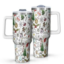 Multicolor Christmas Pattern Tumbler with Handle and Lid,40oz Double Wall Vacuum Insulated Tumbler,Cups Gift for Women and Men