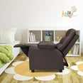 thumbnail image 3 of Costway Kids Youth Recliner Chair PU Leather w/Cup Holders & Side Pockets Brown, 3 of 9
