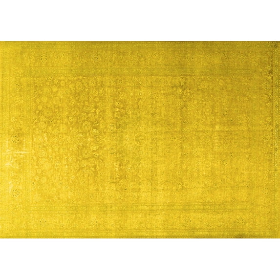 Ahgly Company Machine Washable Indoor Rectangle Persian Yellow Traditional Area Rugs, 3' x 5'