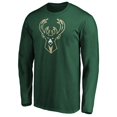 thumbnail image 2 of Men's Giannis Antetokounmpo Hunter Green Milwaukee Bucks Playmaker Name & Number Long Sleeve T-Shirt, 2 of 3