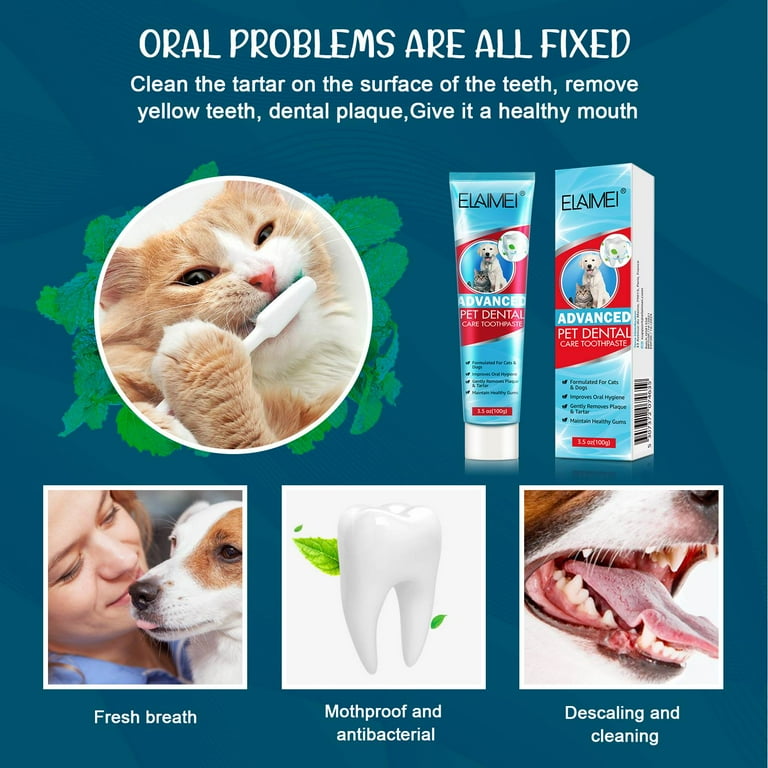 Elaimei Pet Toothpaste Eliminates Fresh Breath Dental Care Gel for Dog and Cat Bad Breath Dog Cat Teeth Cleaning 3.5 Ounces 2pack
