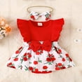 thumbnail image 2 of Bébé Filles Robe Romper Mouche Manches Floral Romper + Bandeau Noeud, 2 of 9