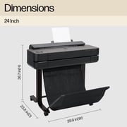 HP DesignJet T650 Large Format 24-inch Plotter Printer w Auto Sheet Feeder, Roll Cover, Media Bin, Stand, 2-Year Onsite Support