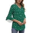 thumbnail image 7 of Neewe Long Sleeve Shirts for Women 2025 Fall Tops Floral Print Pleated Dressy Casual Blouses, 7 of 7