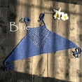 thumbnail image 4 of Women Hollow Out Crochet Halter Boho Bikini Top Bandage Backless Beach Swim Bra, 4 of 9