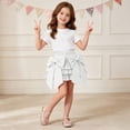 thumbnail image 5 of FRSASU Girls Summer Bow Tie Mini Skirt Cute Pleated High Shirred Waist Layered Ruffle Hem Short Cake Skirts White, 5 of 9