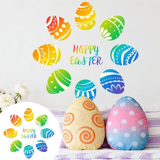 Pegatinas decorativas de huevos de Pascua, calcomanías de huevos coloridas para ventanas, paredes y decoración de fiestas en el hogar
