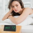 thumbnail image 2 of Binwennn New Temperature And Humidity Multifunctional Silent Alarm Clock LED Wooden Clock Student Electronic Clock Bedside Desk Multifunctional Alarm Clock White Letter Model Kid Cook Bathroom Timer 2, 2 of 4