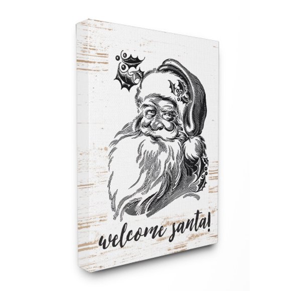 (canvas, 30x40) - The Stupell Home Decor Collection Christmas Welcome Santa Farmhouse XXL Stretched Canvas Wall Art