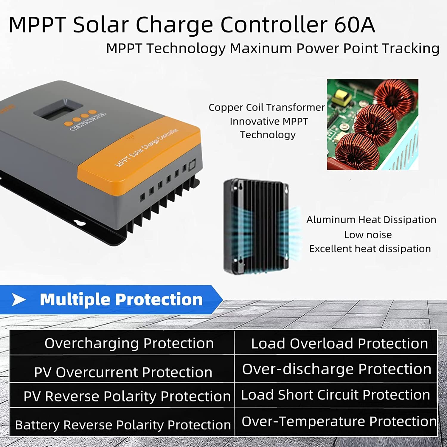 PowMr 60AMP MPPT Solar Charge Controller 12V 24V 36V 48V Auto MAX 160V 2880W LCD