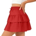thumbnail image 6 of QTBIUQ Girls Tiered Ruffle Skirt Solid Color Casual Mini Skirt with Elastic Waist Bow Summer Layered Skirt, 6 of 9