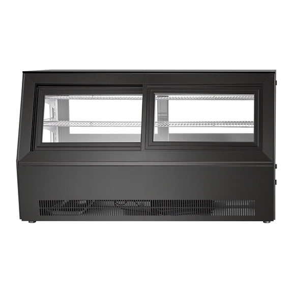 KFFKFF Refrigerated Display Case, 7.1 Cu.Ft./190L Countertop Pastry Cooler, 2-Tier Commercial Cake Fridge with LED Lighting, Efficient Cooling, Frost-Free Air Circulation, Ideal for Dessert Shops